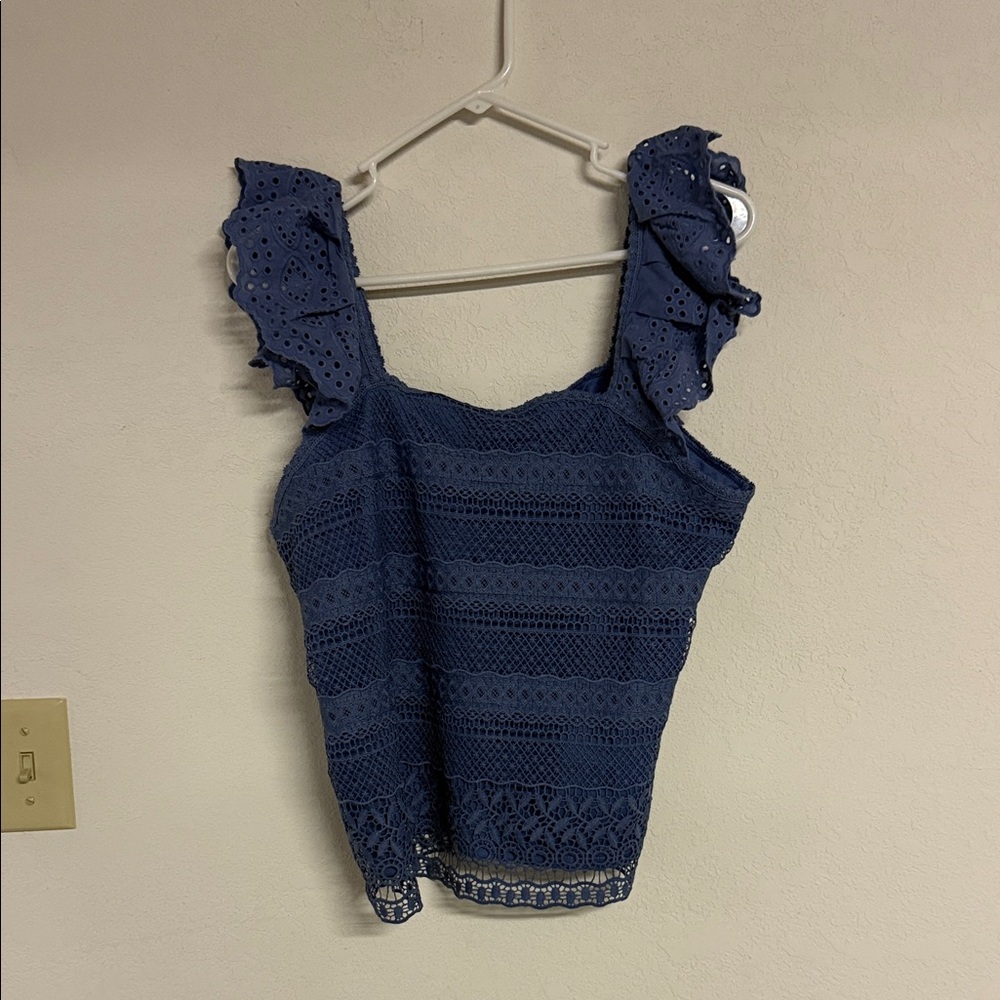 Ultra Pink Women's Blue Eyelet Blouse